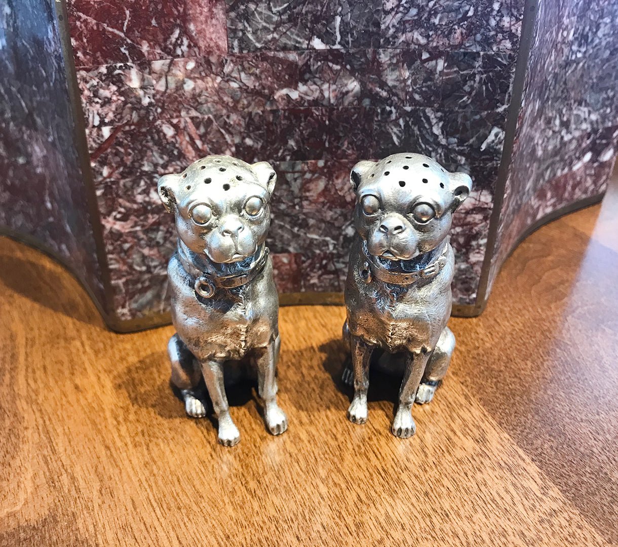 Antique Dominick & Haff Pair of Pugs Sterling Silver Salt & Pepper Shakers