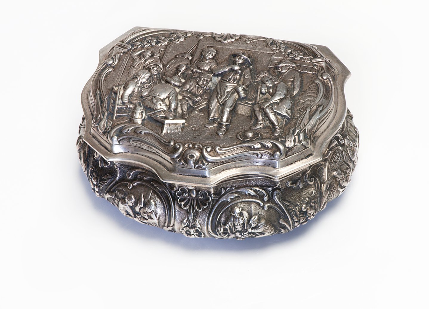 Antique Dutch High Relief Silver Jewelry Box