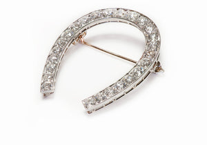 Antique Edwardian Diamond Platinum Horseshoe Brooch