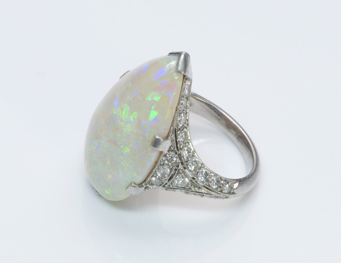 Antique Edwardian Opal and Diamond Gold Ring - DSF Antique Jewelry