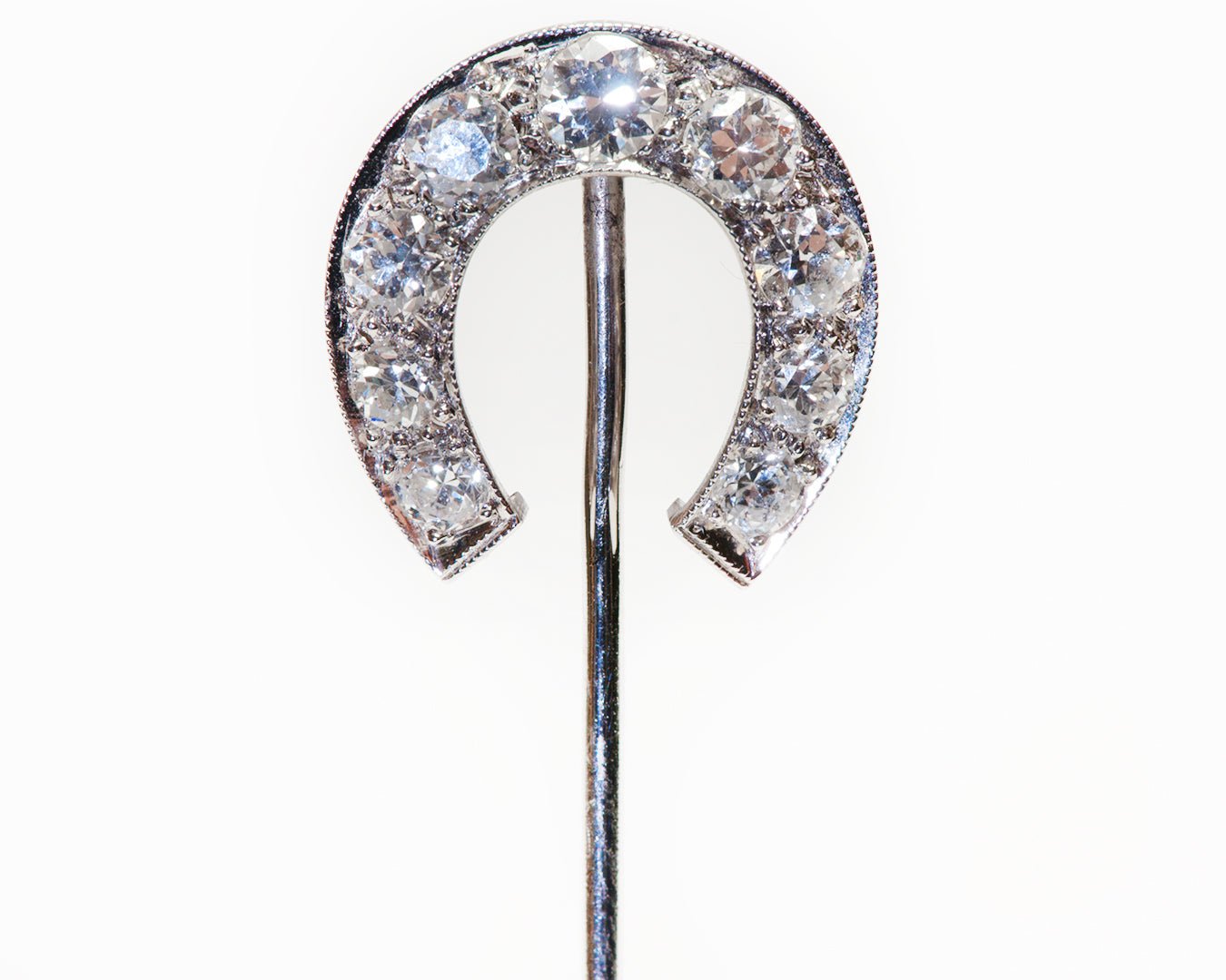 Antique Edwardian Platinum Diamond Horseshoe Stick Pin