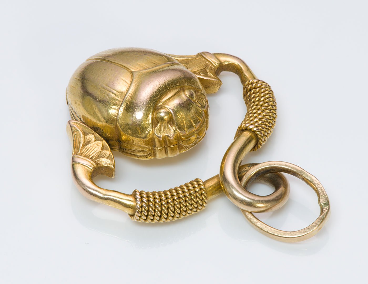 Antique Egyptian Revival 18K Gold Scarab Locket Fob Pendant
