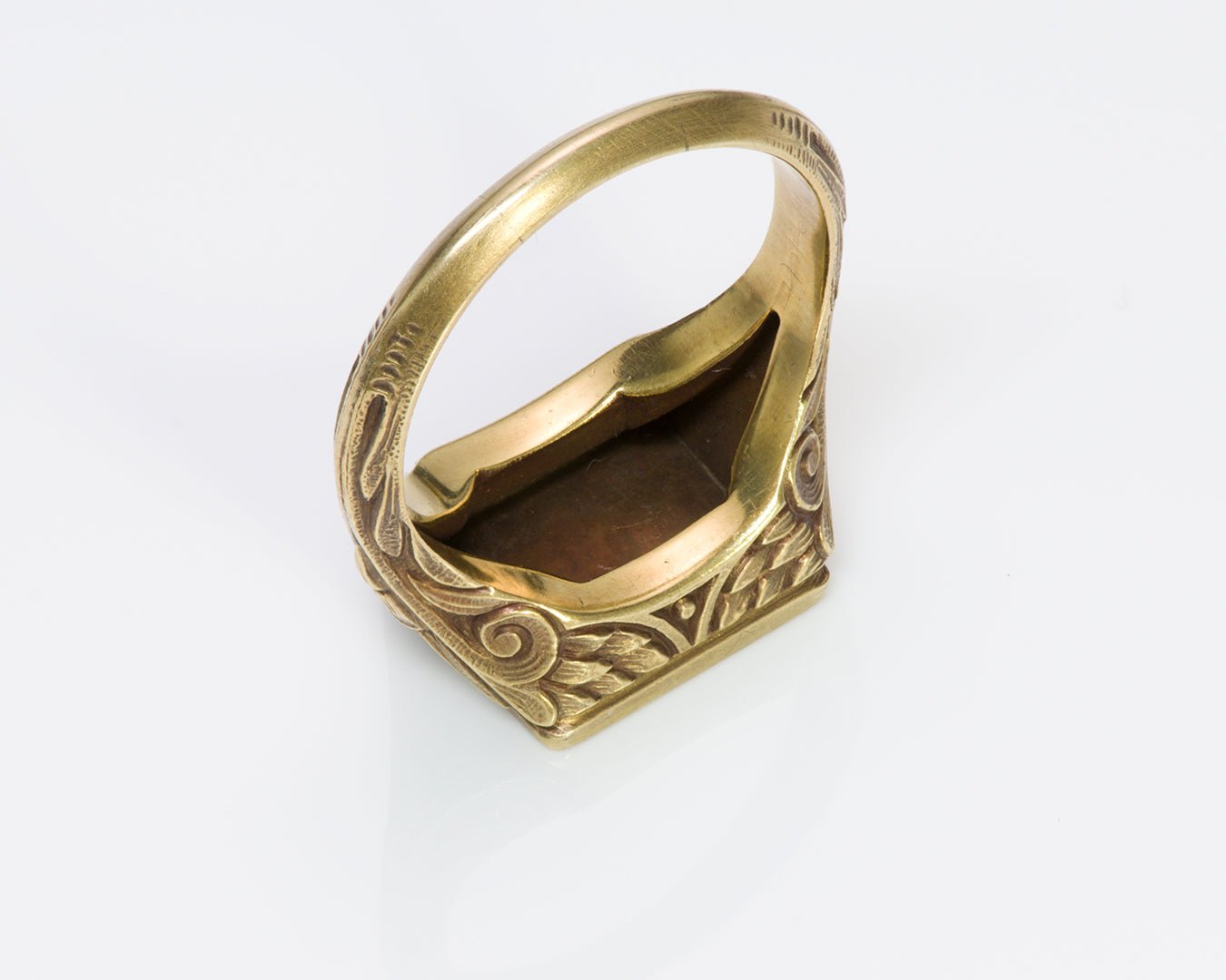 Antique Egyptian Revival Carved Gold Signet Ring