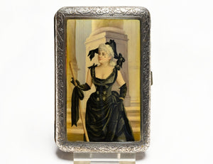 Antique Embossed Silver Enamel Portrait Case