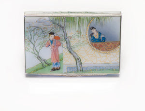 Antique Enamel Scene Silver Case Box Austrian