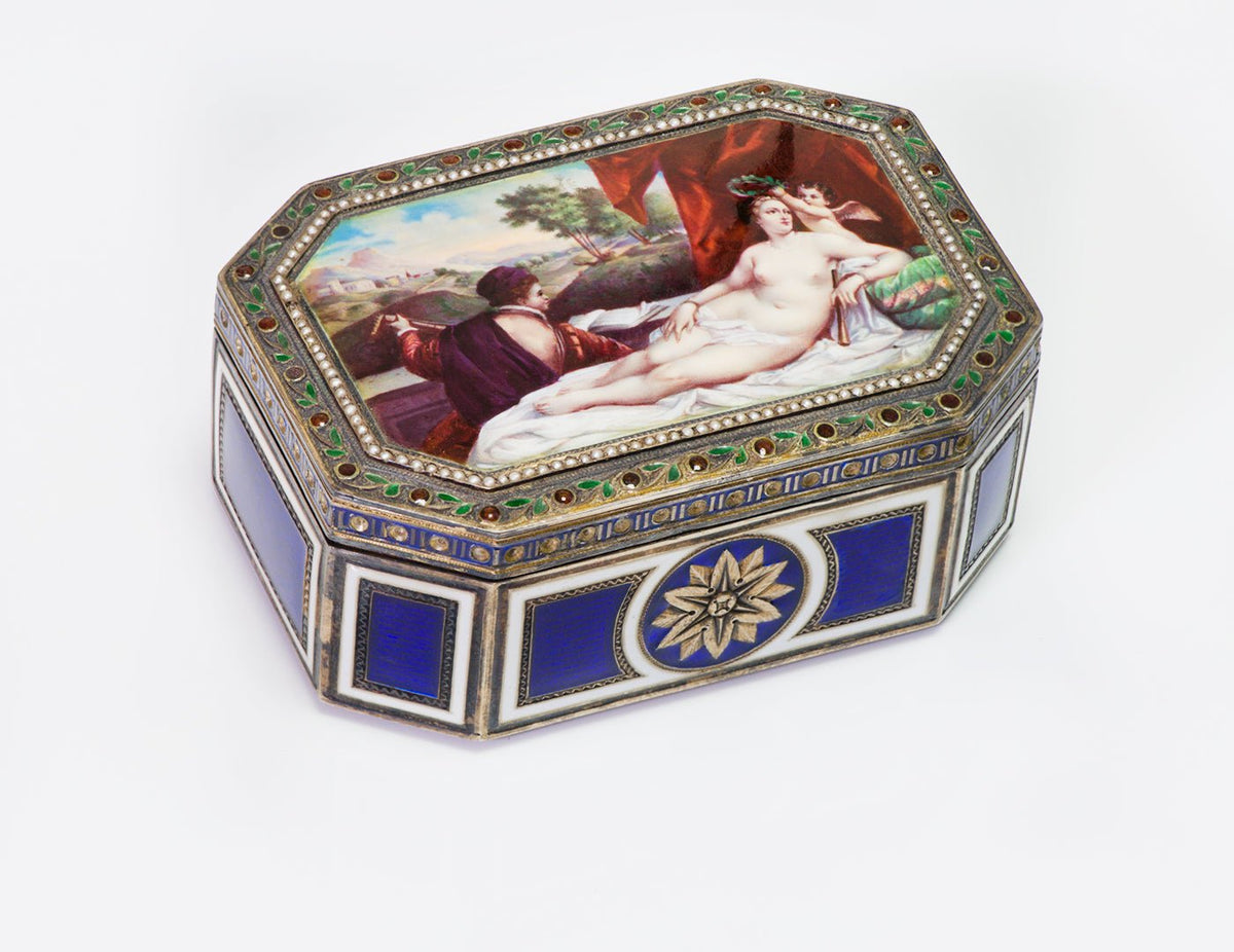 1200px x 926px - Antique Erotica Nude Enamel Silver Box