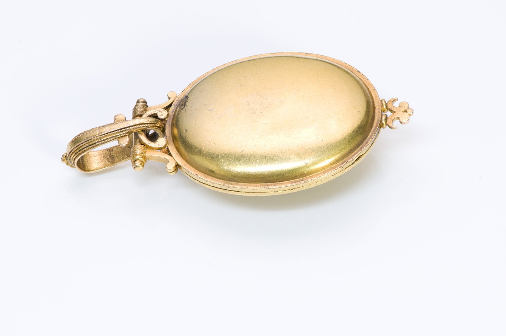 Antique Etruscan Revival Gold Enamel Locket Pendant Attrib. to Eugène Fontenay