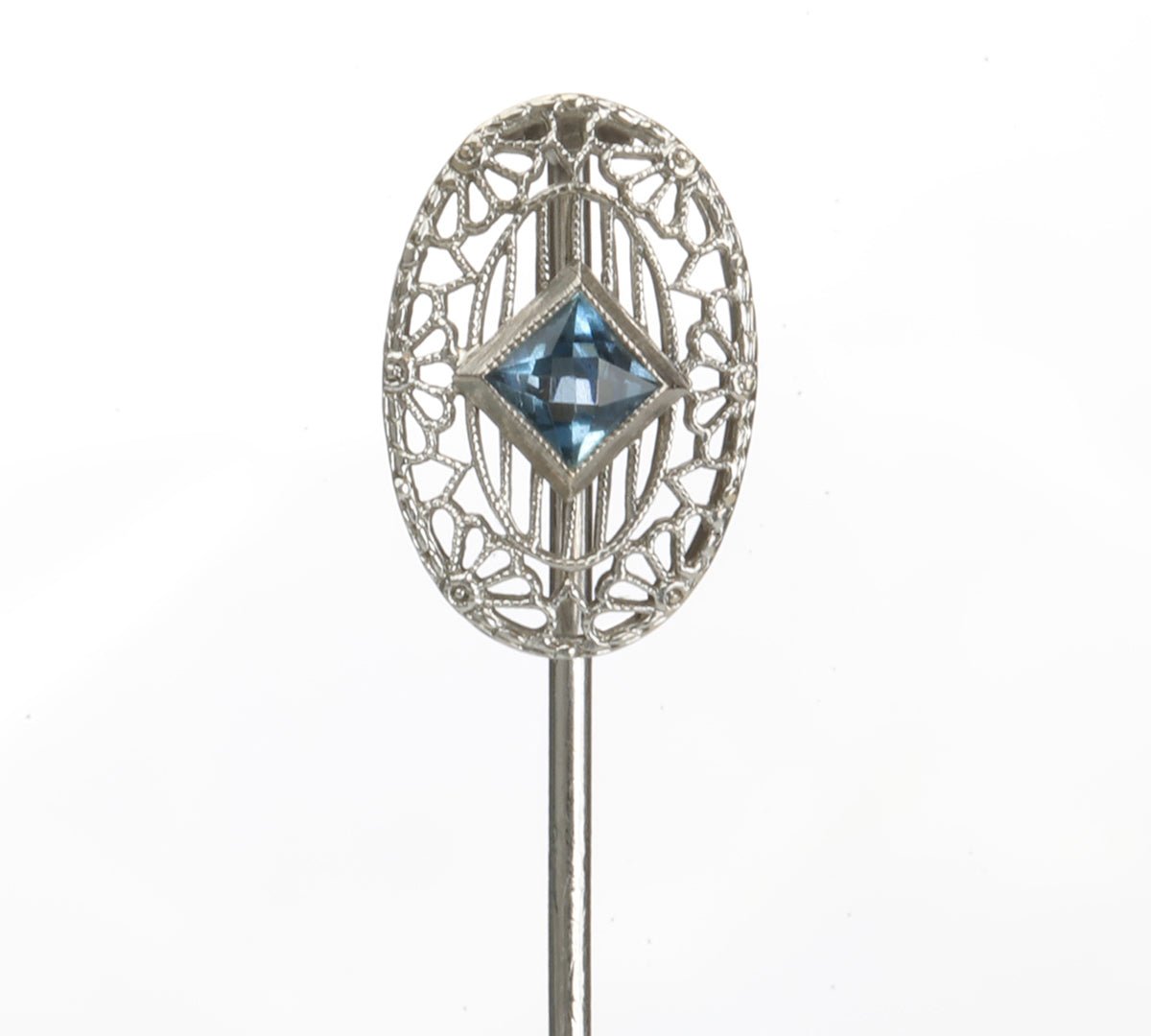 Antique Filigree Gold Aquamarine Stick Pin