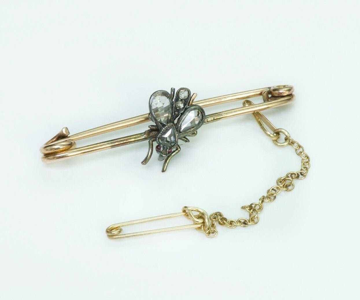 Antique Fly Yellow Gold Diamond Brooch Pin
