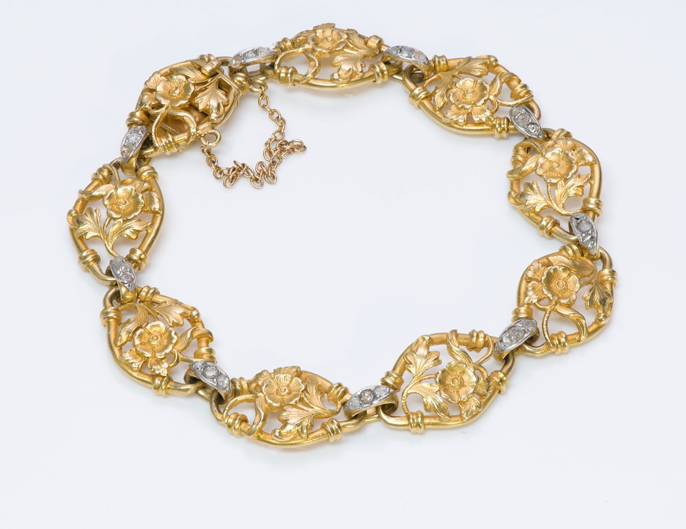 Antique French 18K Gold Diamond Bracelet - DSF Antique Jewelry