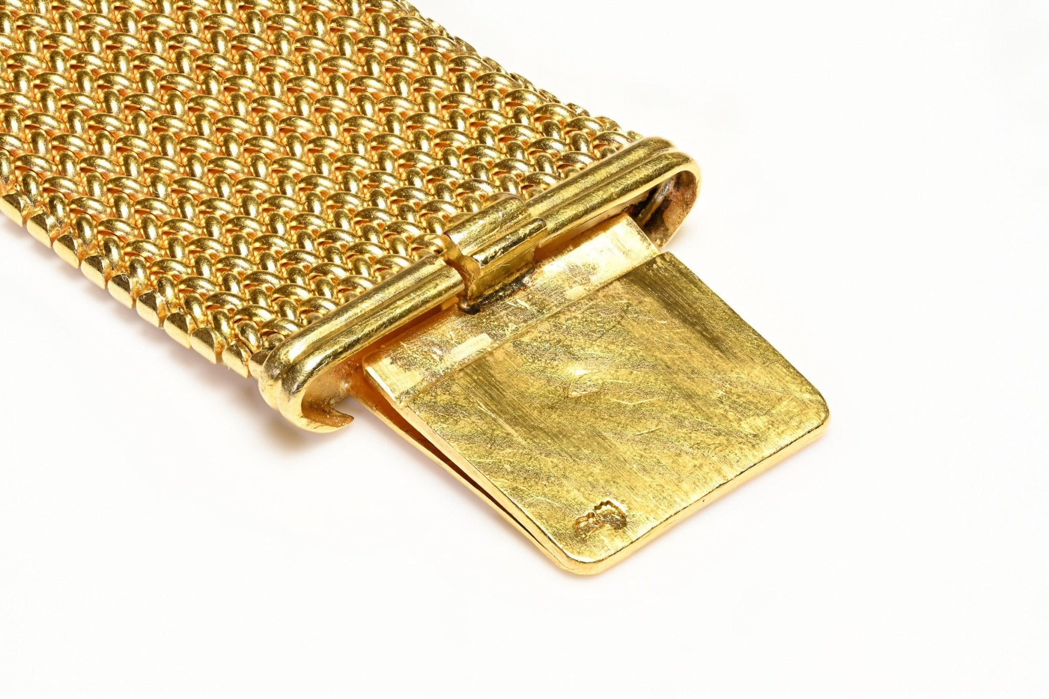 Antique French 18K Gold Lapis Pearl Diamond Mesh Bracelet