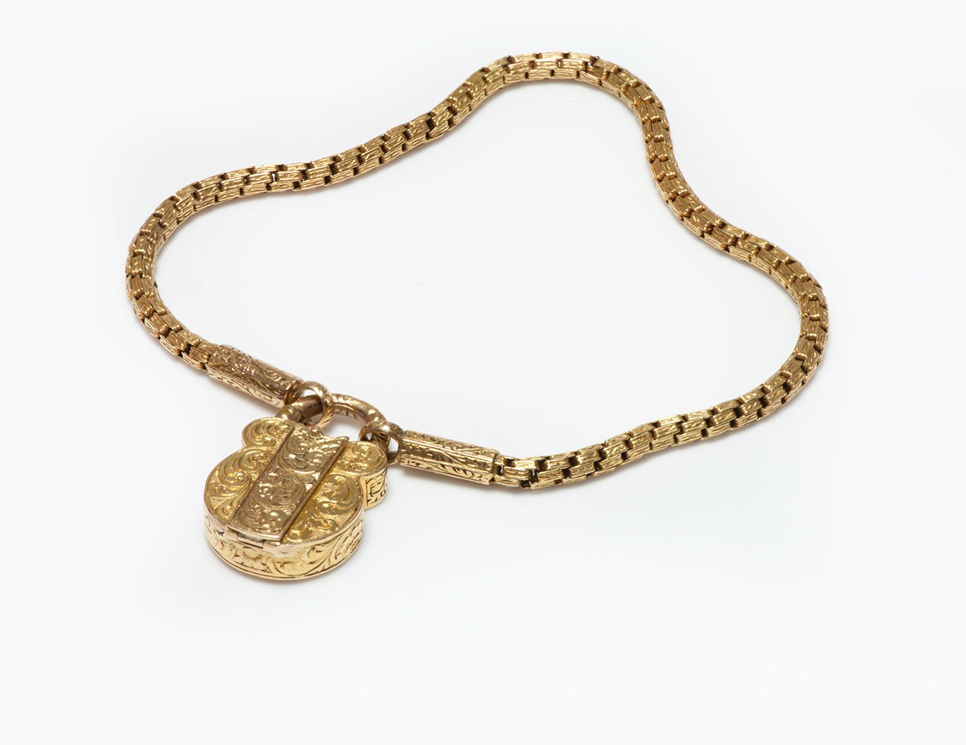 Antique French 18K Gold Padlock Vinaigrette Chain Bracelet