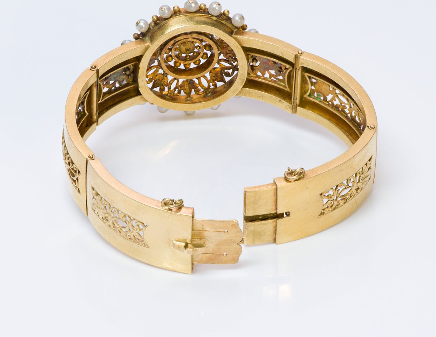 Antique French 18K Gold Pearl Bracelet
