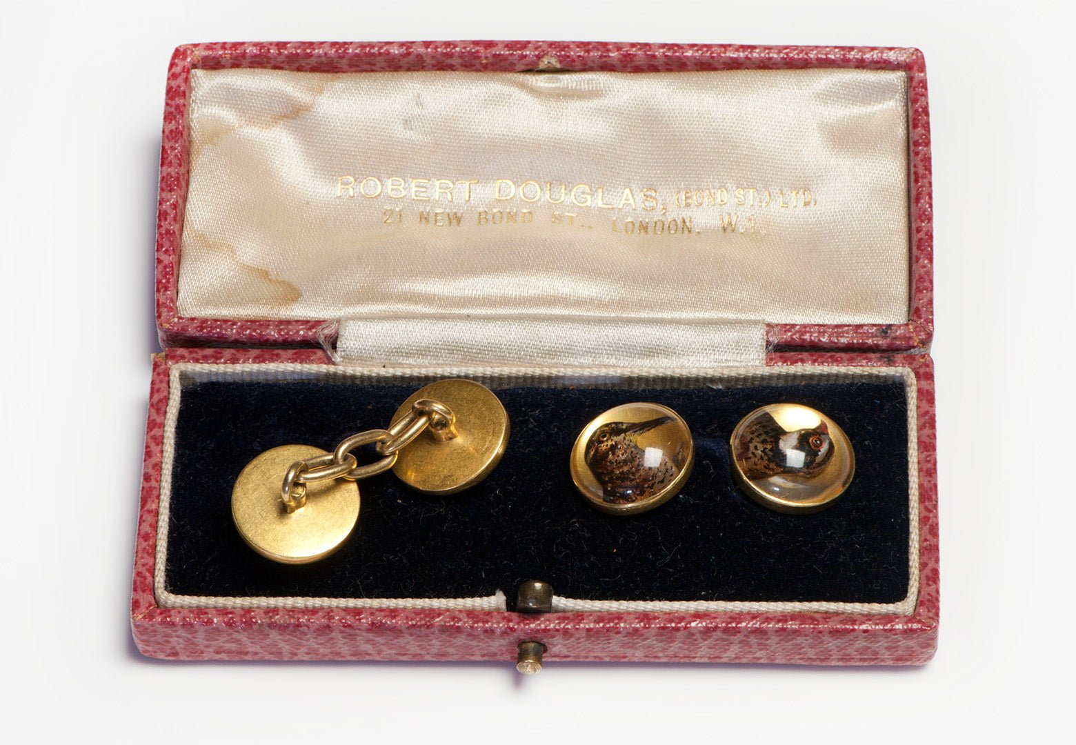 Antique French 18K Gold Reverse Crystal Cufflinks