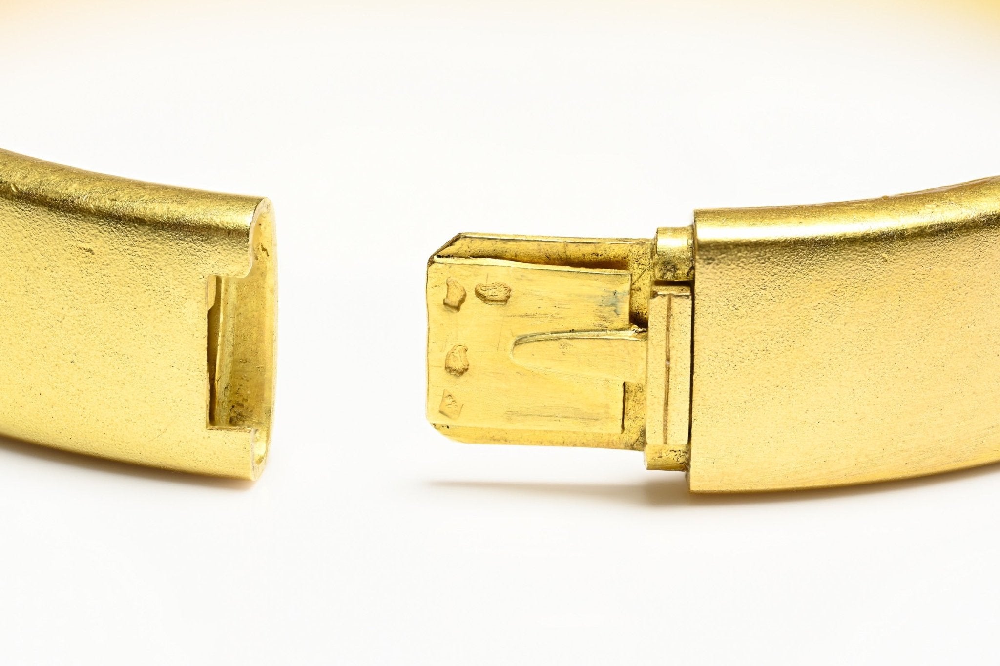 Antique French 18K Yellow Gold Diamond Pearl Bangle Bracelet