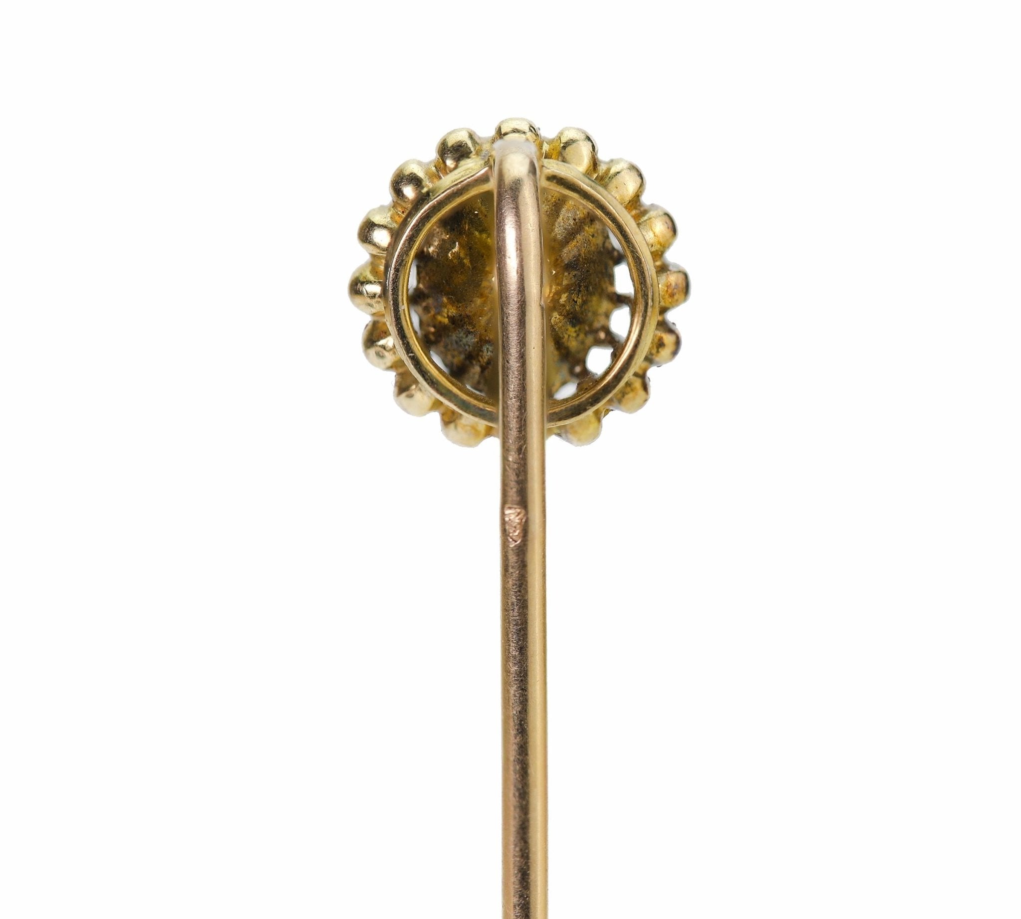 Antique French Gold Rose Cut Diamond Stick Pin - DSF Antique Jewelry