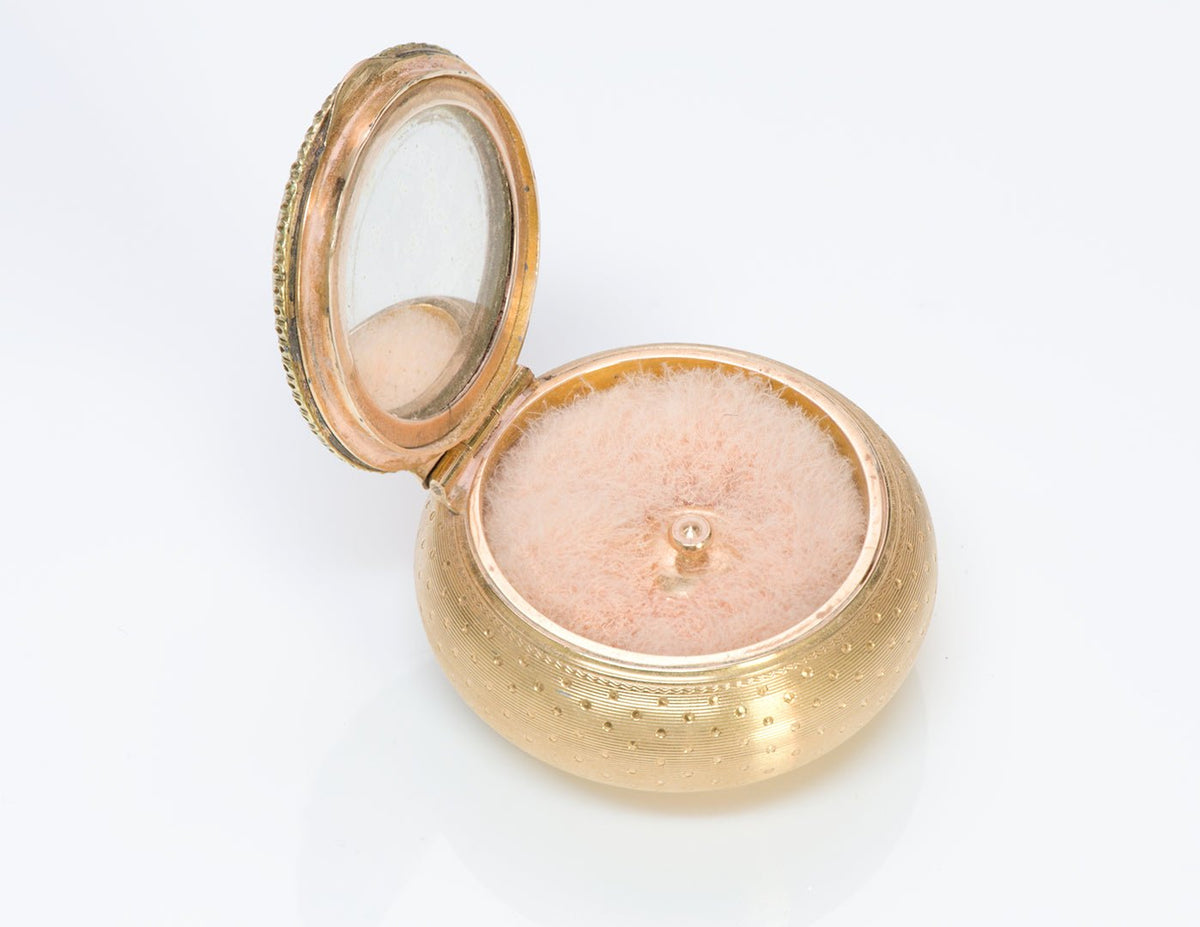 Antique French Multicolored 18K Gold Engraved Powder Box