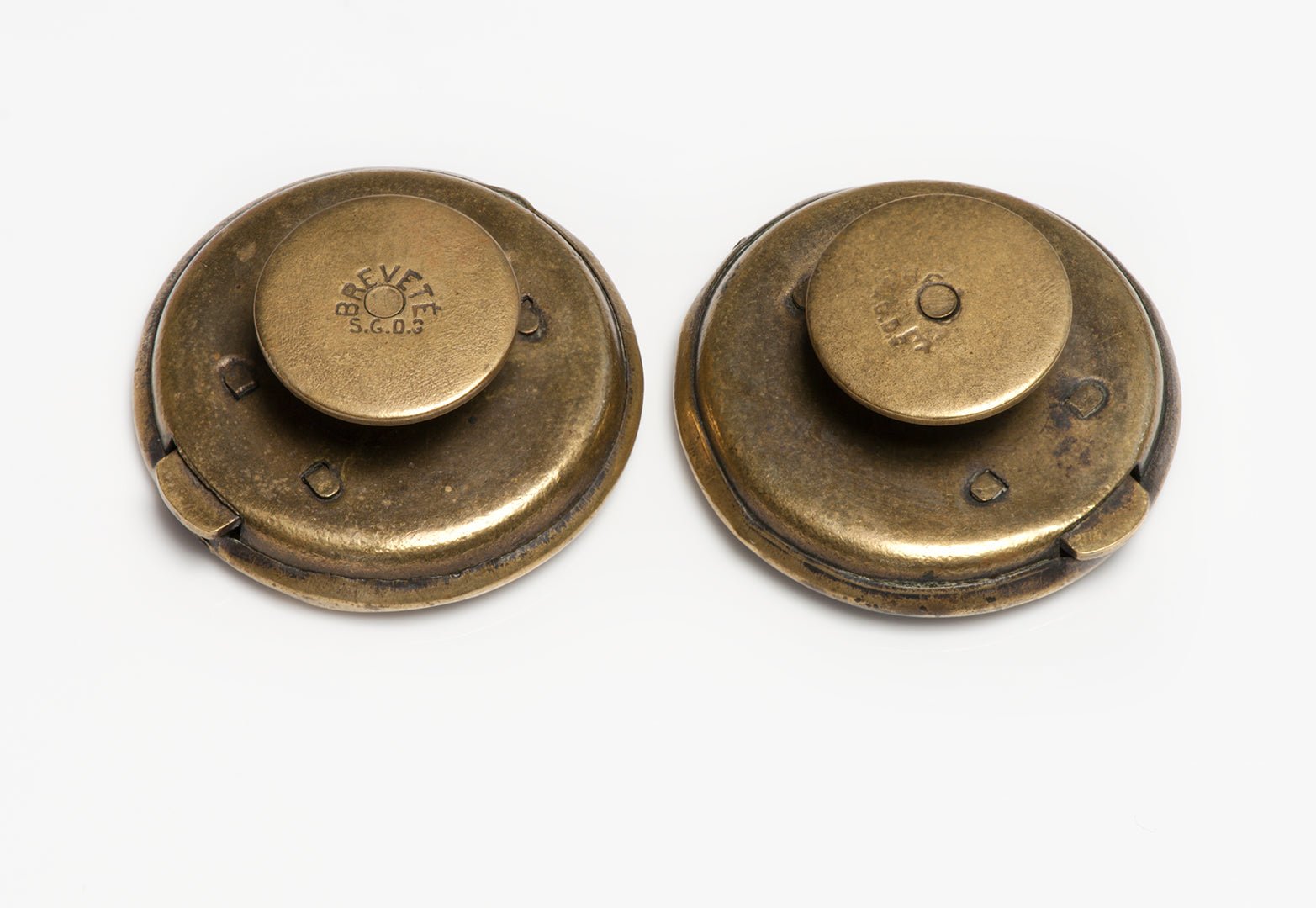 Antique French Novelty Brass Cuff Buttons
