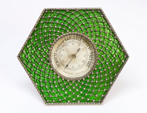 Antique French Silver Enamel Marcasite Thermometer