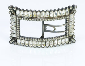 Antique French Silver Paste Belt Buckle