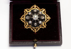 Antique Froment-Meurice Gold Diamond Pearl Brooch