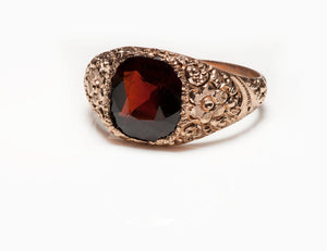Antique Garnet Yellow Gold Men's Ring