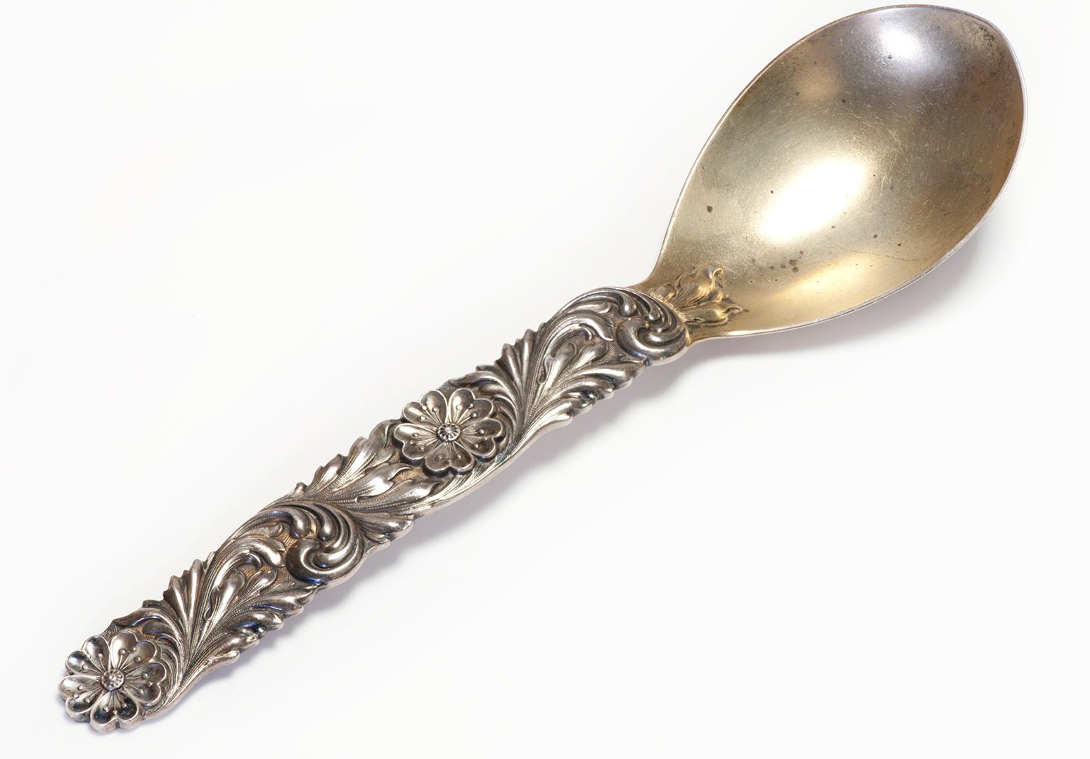 Antique George Shiebler Sterling Silver Floral Pattern Spoon - DSF Antique Jewelry