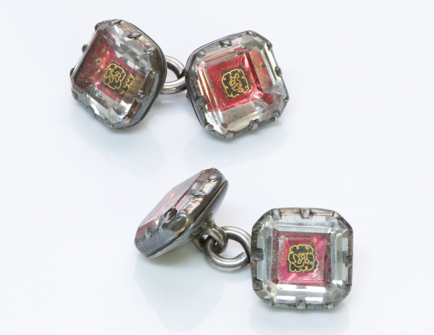 Antique Georgian 18th Century Stuart Crystal Cufflinks - DSF Antique Jewelry