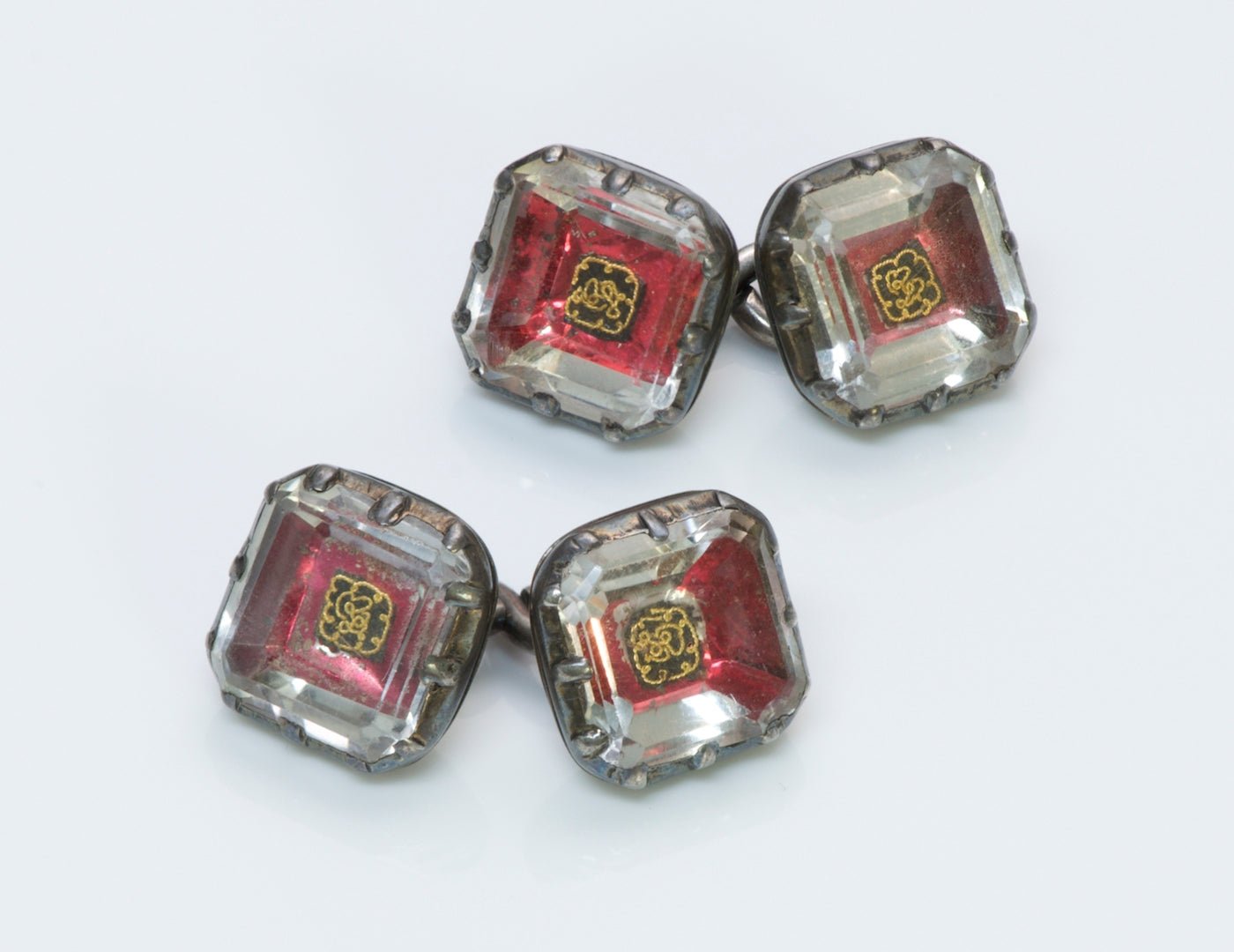 Antique Georgian 18th Century Stuart Crystal Cufflinks - DSF Antique Jewelry