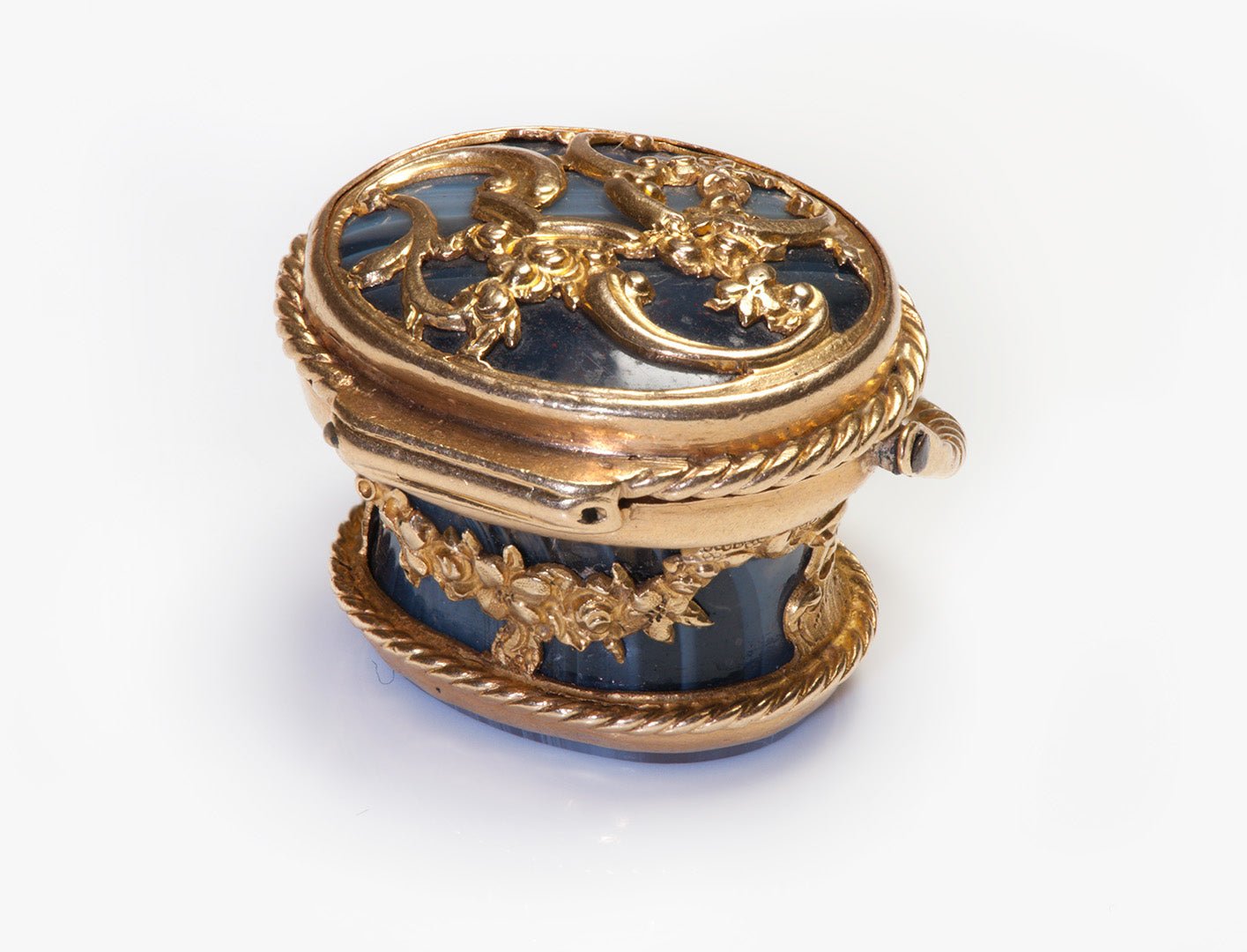Antique Georgian French Gold Agate Miniature Basket