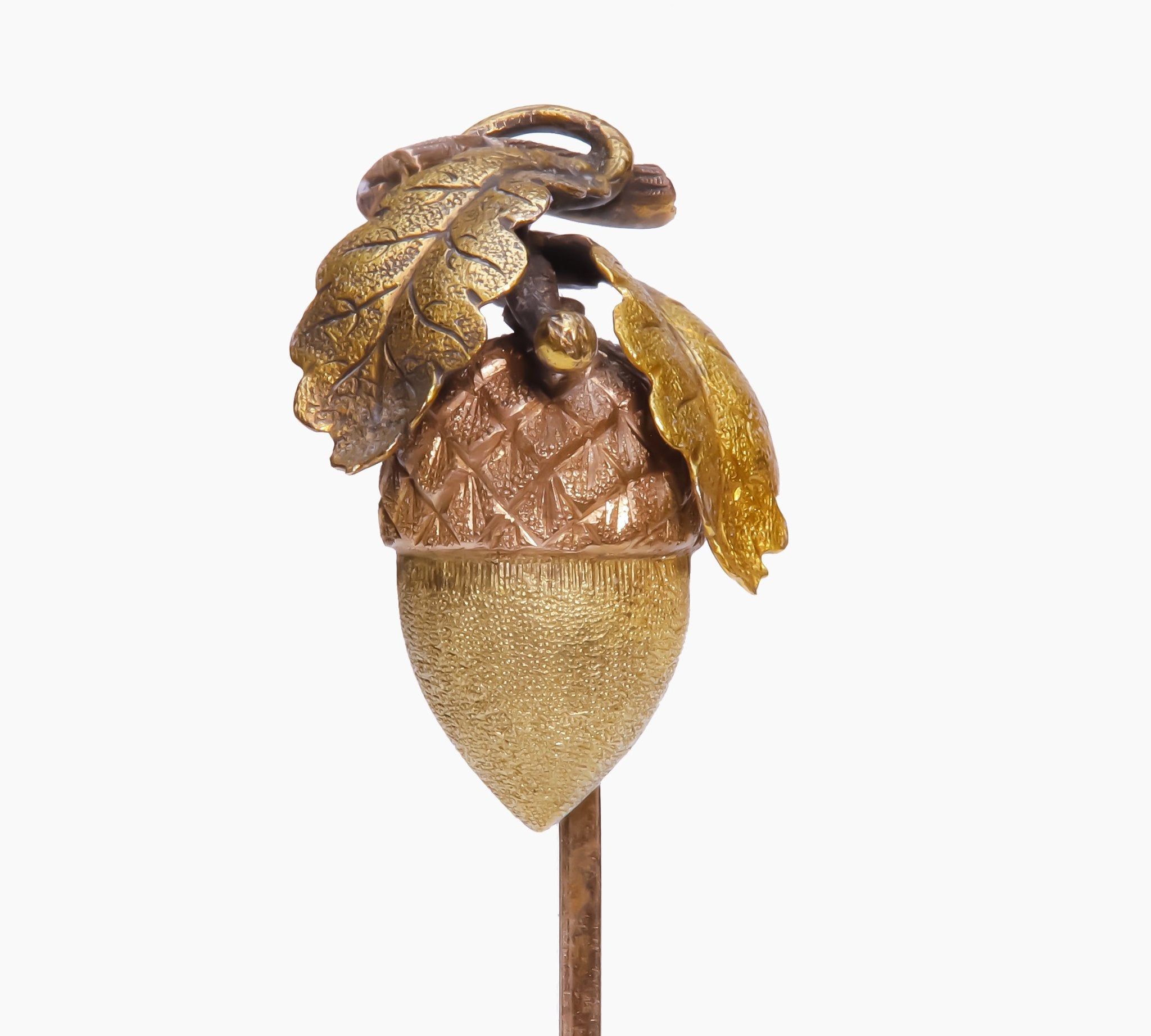 Antique Gold Acorn & Leaf Stick Pin