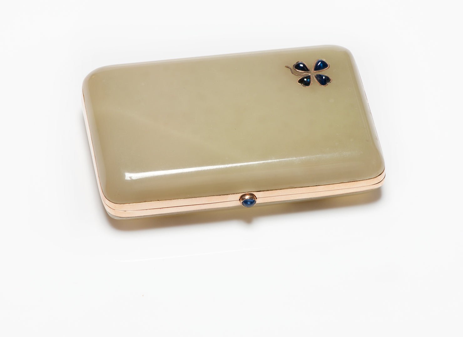 Antique Gold Agate & Sapphire Cigarette Case - DSF Antique Jewelry