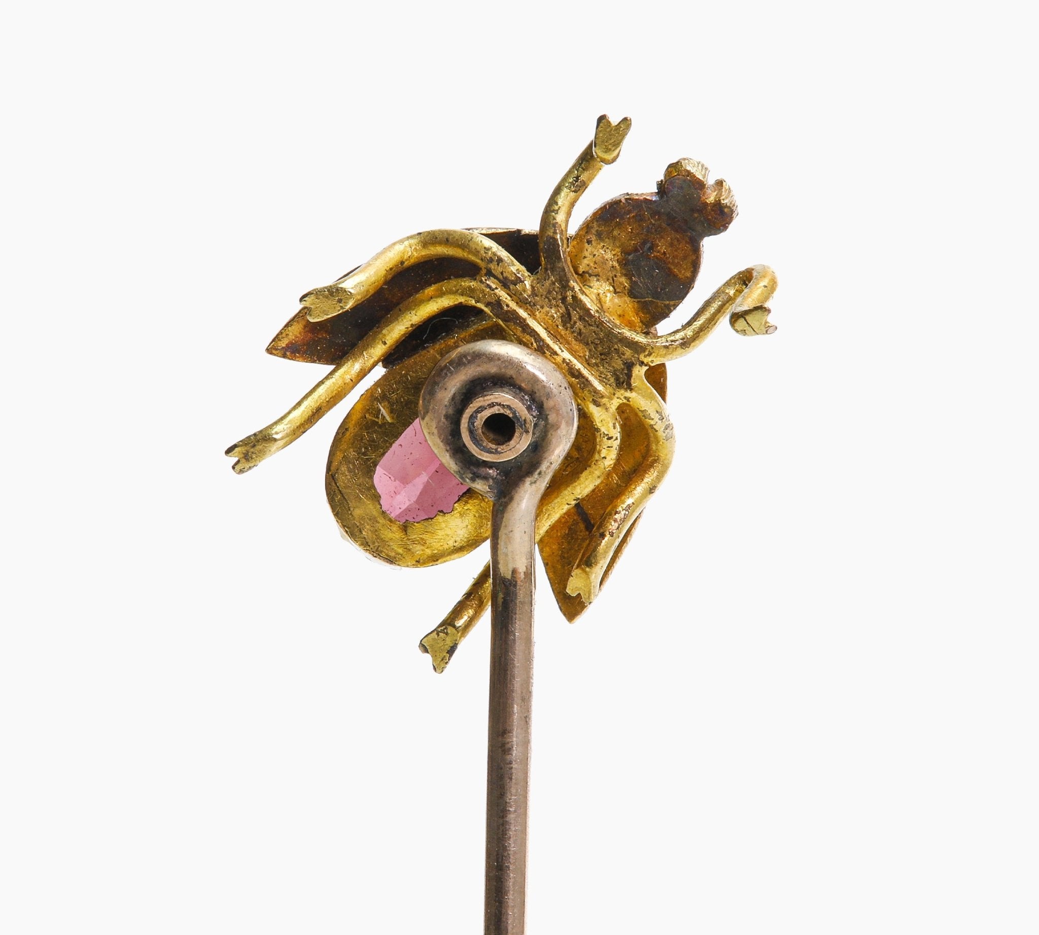 Antique Gold Almandine Garnet Fly Stick Pin