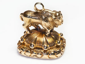 Antique Gold Amethyst Bison Fob Seal