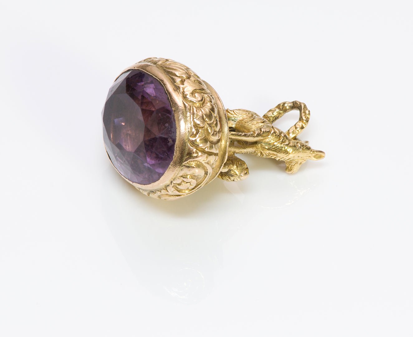 Antique Gold Amethyst Figural Fob Seal - DSF Antique Jewelry