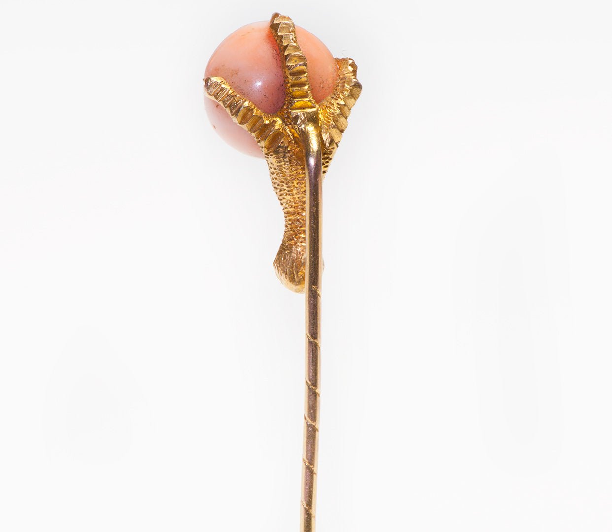 Antique Gold Angel Skin Coral Claw Stick Pin