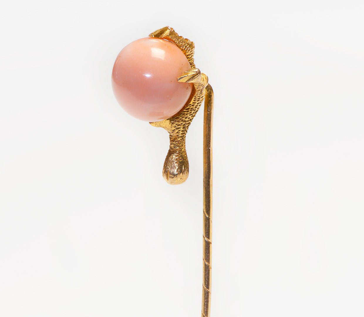 Antique Gold Angel Skin Coral Claw Stick Pin