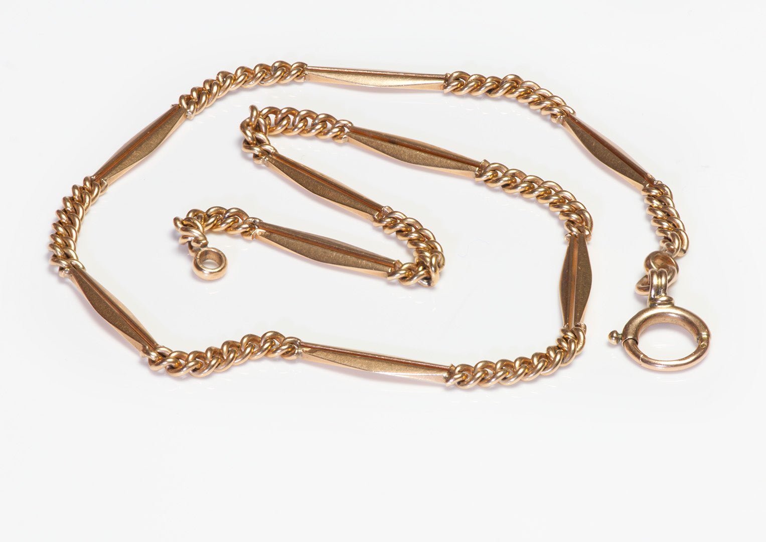 Antique Gold Bar Link Watch Chain