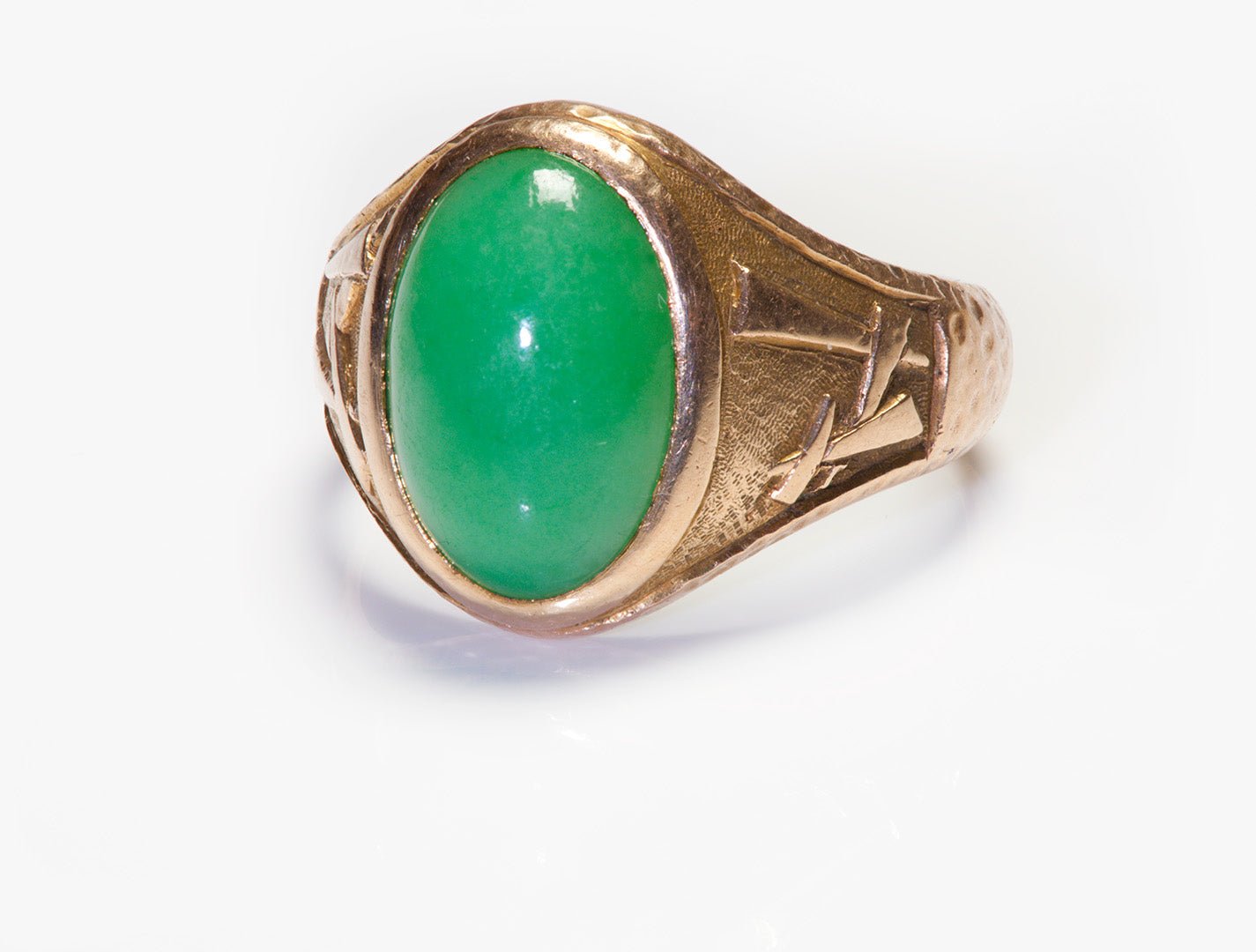Antique Gold Cabochon Jade Men's Ring