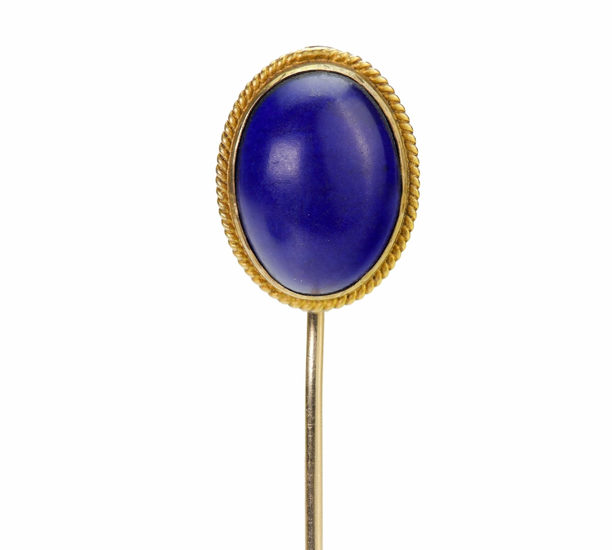 Antique Gold Cabochon Lapis Stick Pin