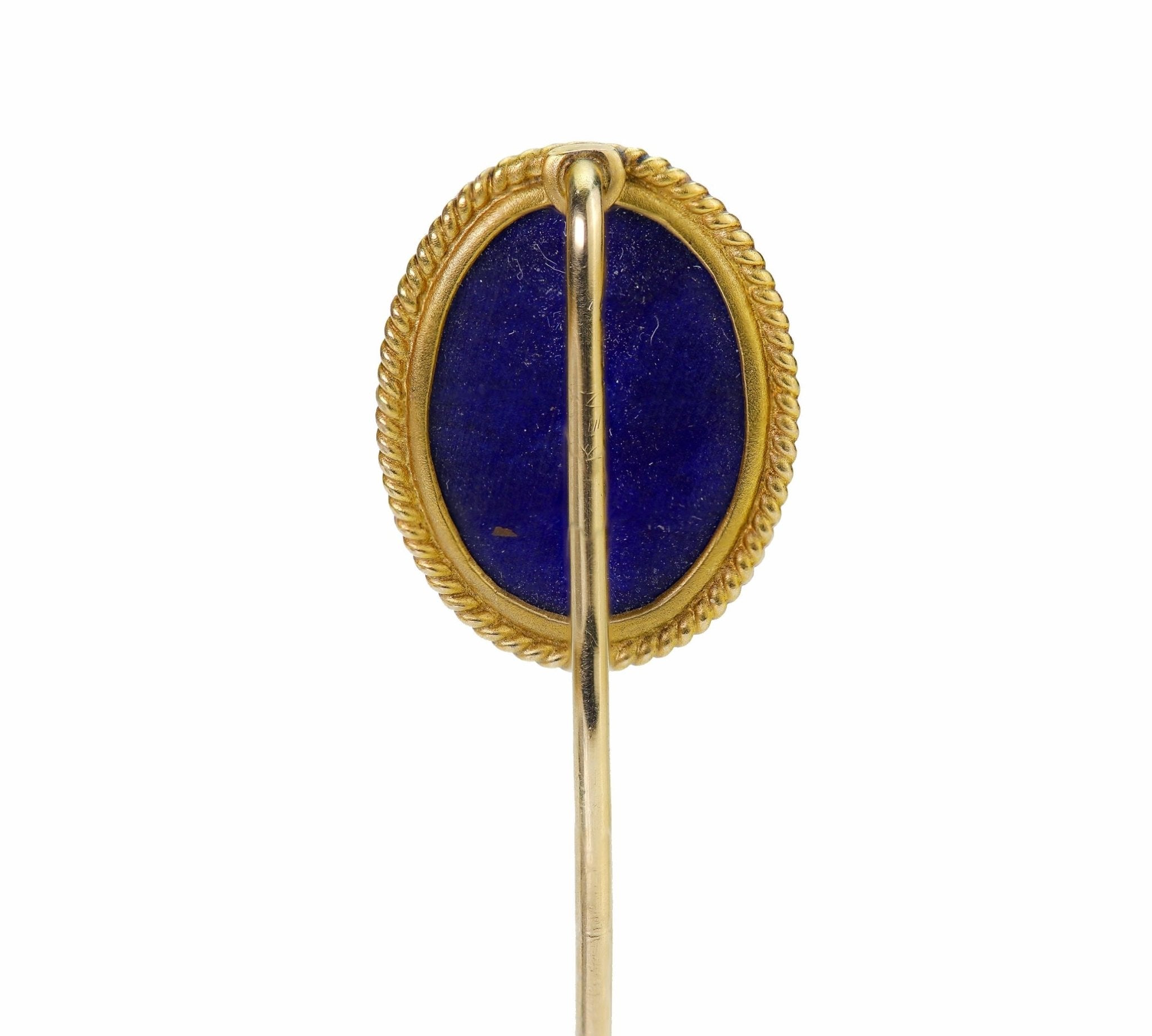 Antique Gold Cabochon Lapis Stick Pin