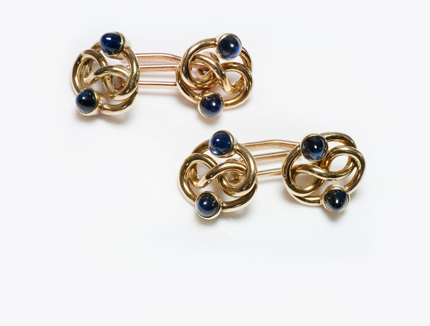 Antique Gold Cabochon Sapphire Double Sided Cufflinks