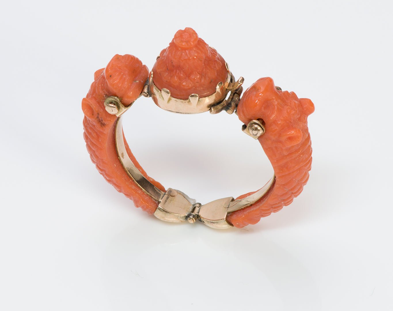 Antique Gold Carved Coral Ring