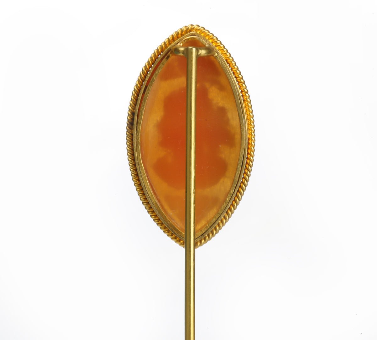 Antique Gold Carved Shell Cameo Stick Pin