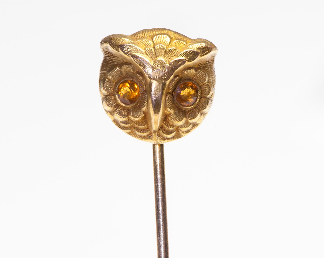 Antique Gold Citrine Owl Stick Pin