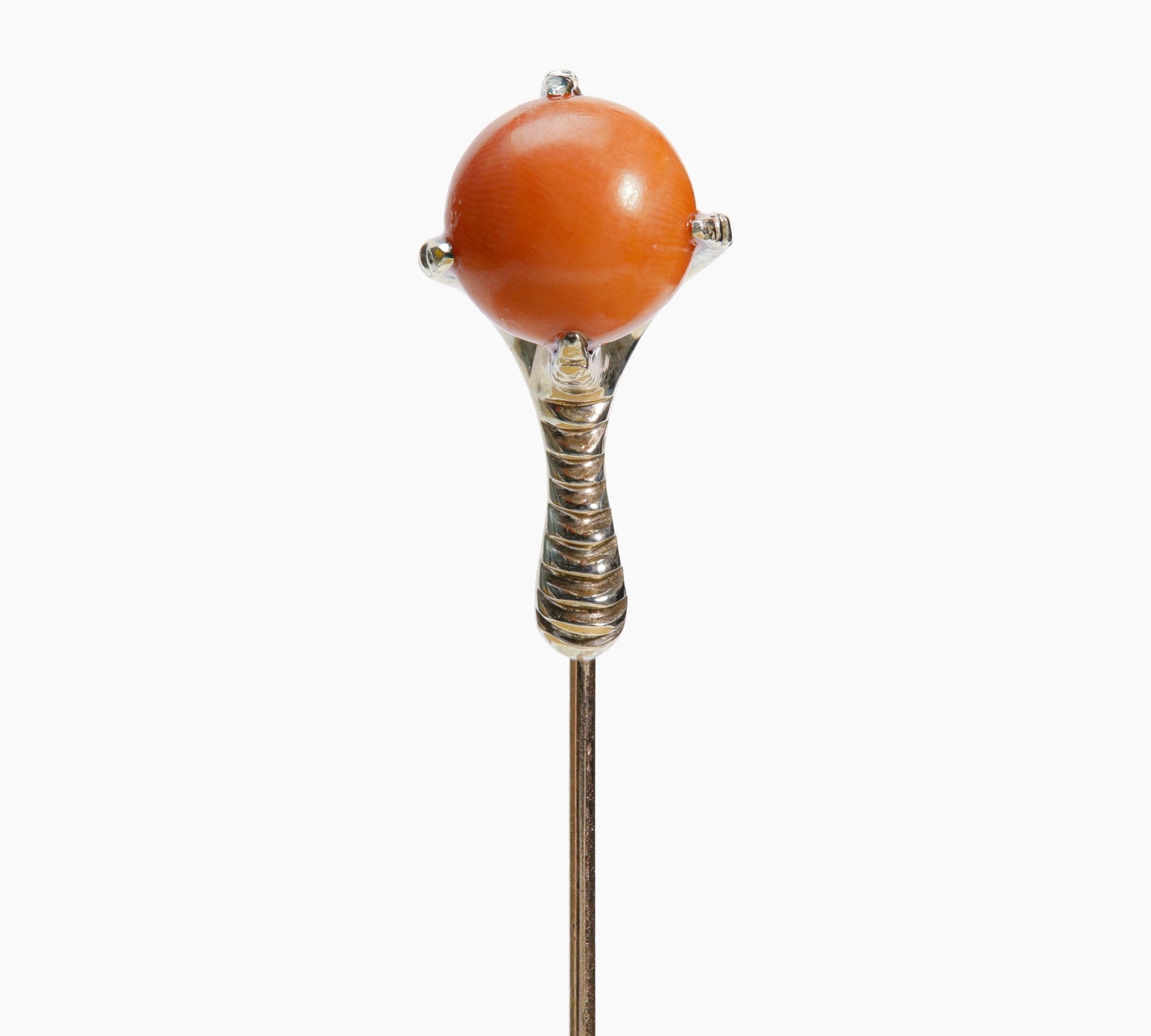 Antique Gold Coral Ball Claw Stick Pin