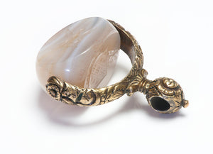 Antique Gold Crest Agate Fob
