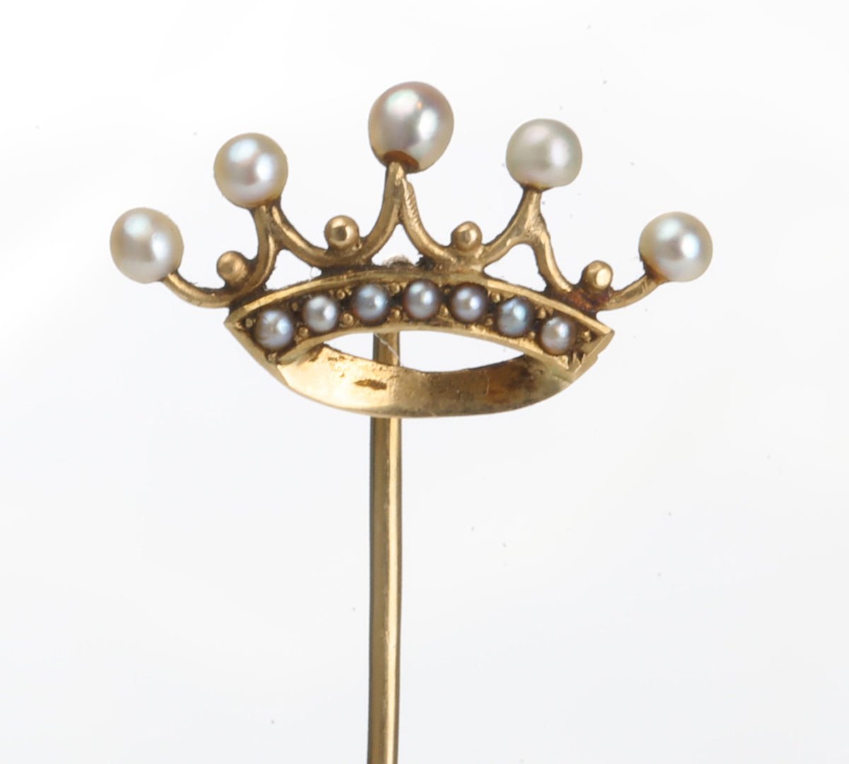 Antique Gold Crown Pearl Stick Pin