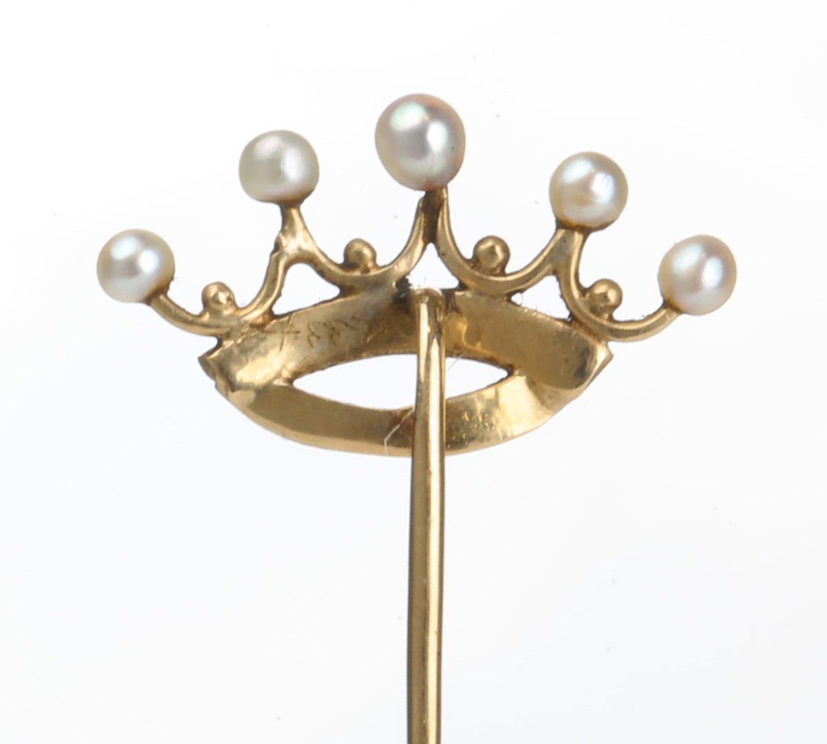 Antique Gold Crown Pearl Stick Pin
