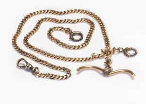 Antique Gold Curb Link Fob Pocket Watch Chain